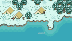 The northern end of Lake Tess, with the Tessie-Watching Club and ripples caused by Tessie visible