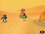 A Pigmask Sergeant regains their footing after being hit by a Pork Bean.