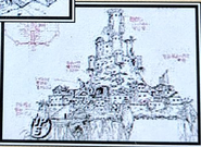 More EarthBound 64 concept art of Osohe Castle. This one has labels and a floorplan.