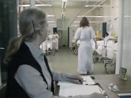 Michelle Fowler leaving the exam room at the hospital in 1986