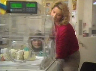 Cindy Beale and Kathy Beale with the new baby in the Special Care Baby Unit in 1989