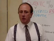 Stan writing up the odds for the pub knockout football match between The Queen Vic and Gracefield Athletic. (23 May 1995)