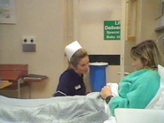 Cindy Beale talking with a nurse about her's and Ian's son in 1989