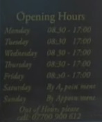 Coker & Sons Opening Times Sign (2016)