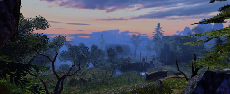 A picturesque view of twilight on the Road to Songhall, a vista seen in-game on TER.