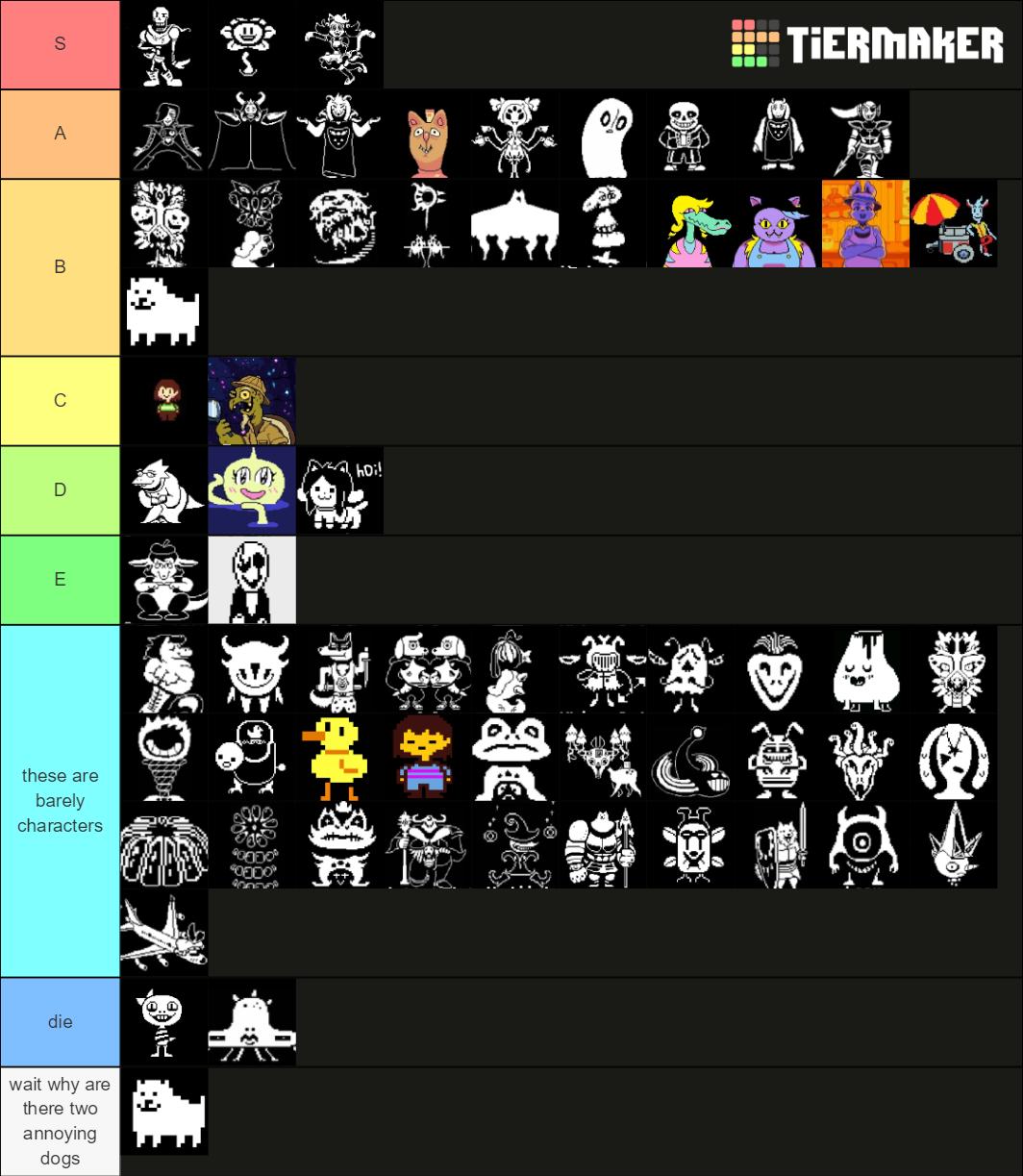 Create a All Undertale Characters Tier List - TierMaker