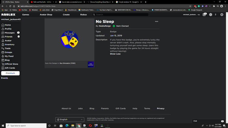 19th Person To Get No Sleep Badge Fandom - roblox bus simulator all badges