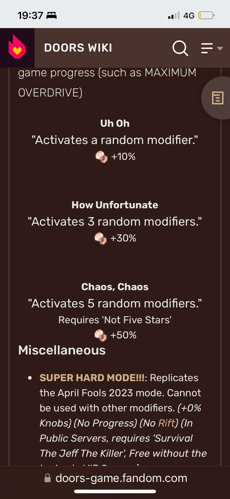 Modifiers, DOORS Wiki