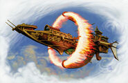 A fire elemental powered airship.