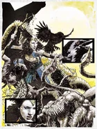 The druid Noerra battling an otyugh.