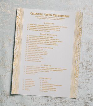 Celestial Vista menu
