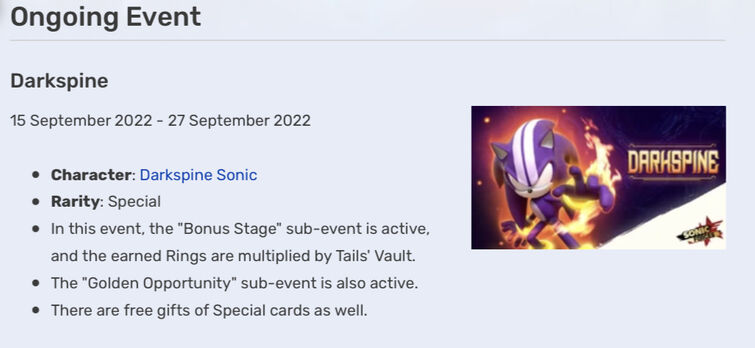 SonicWindBlue #SonicDreamTeam on X: Darkspine Sonic will join #SonicForces  Mobile on September 15th 2022. Here are his stats, his rarity and his three  new items!  / X