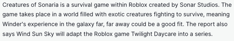 Roblox's 'Creatures Of Sonaria' & 'Twilight Daycare' Series
