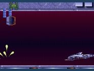 Cyborg dolphin with drill exposed and aftermath of canister explosion.