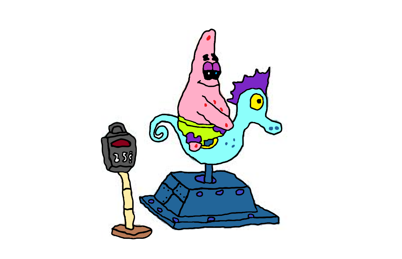 Patrick Star Riding A Seahorse