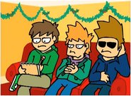 Edd, Tom, and Matt watching TV.