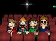 Tord, Matt, Edd, and Tom enjoy a movie.