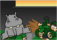 A hippo randomly crushes Tord.