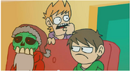 Everyone tries to think of a plan in Edd's house.