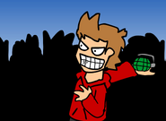 Tord gets ready to toss a hand grenade at the clones.