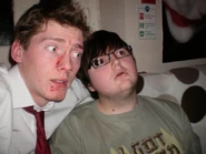 Matt and Edd in 'Shaun of the Dead' themed outfits, 2010.