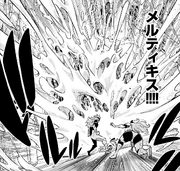 Holy destroying Crow's power source behind Cure's back.
