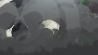 Shiki dodging the falling drone Anime