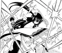 Shiki saved from the arrows by Homura