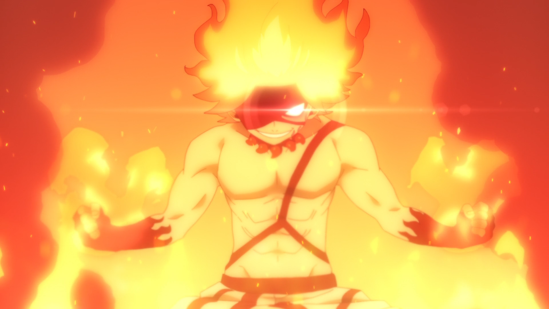 Male anime character covered in fire with the ability to control fire on  Craiyon