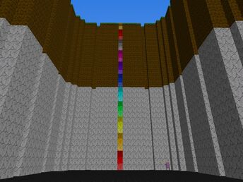 A pillar showing the layers of a flat world