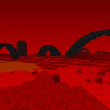 The landscape in it of itself is only a possibility, but if this 'biome,' one could say, is added, then lava will be a natural block. at the left of the picture, there is a lake of lava.