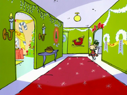 Jimmy's hallway decorated for Christmas.