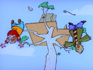 Ed and Eddy falling off the half-built tree house.