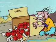 Eddy with a box full of Canadian Squirt Guns.