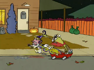 The Eds riding a wagon in Ed, Edd n Eddy's Boo Haw Haw.