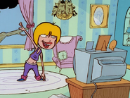 Nazz exercising in her room.