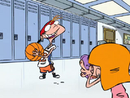 Kevin in his basketball uniform.