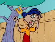 Rolf's gold chain being attracted.