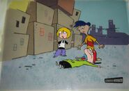 An animation cel of Kevin, Rolf and Nazz.