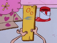 Plank's mouth is wiped off.