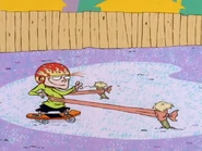 Kevin rides into an elastic band.