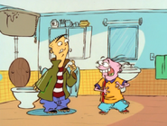 Ed and Eddy in Rolf's bathroom.