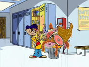 Rolf purges his locker of meat.