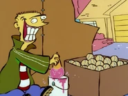 Ed making the ice cream cones.