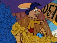 Inside the banana stand.