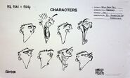Concept art of Ed's faces.