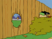 The hole in the fence that the jawbreaker created.