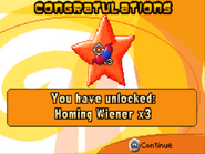 Unlocking the Homing Wiener x3 powerup.