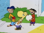 Vlcsnap-2014-03-28-18h13m17s93.png (293 KB) Ed and Edd receiving jawbreakers from Rolf through diplomacy, leaving Eddy out for not having this freely (at least, before the movie).