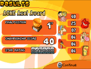 Results screen for winning the ACME Axel Award.